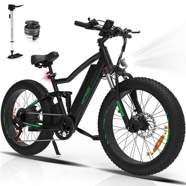 HITWAY 750 W 48 V 15 Ah Electric Bike with 26*4.0-in Fat Tire and IP54 Waterproof