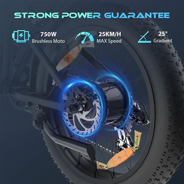 HITWAY 750 W 48 V 18 Ah Shimano 7-Speed Transmission Electric Bike with 20*4.0-in Fat Tire and IP54 Waterproof