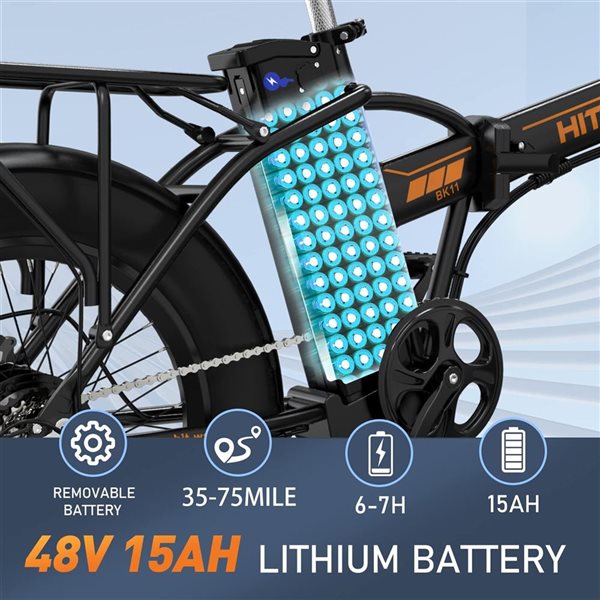 HITWAY 750 W 48 V 15 Ah Shimano 7-Speed Transmission Electric Bike with 20*4.0-in Fat Tire and IP54 Waterproof