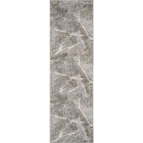 Tapis de passage décoratif Jules de Rug Branch 2 x 8 pi style moderne abstrait motif marbré beige/gris