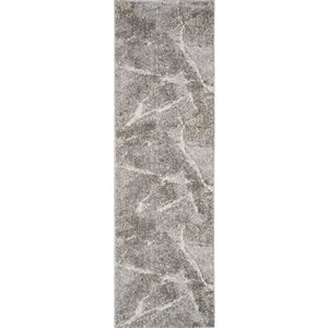 Tapis de passage décoratif Jules de Rug Branch 2 x 8 pi style moderne abstrait motif marbré beige/gris