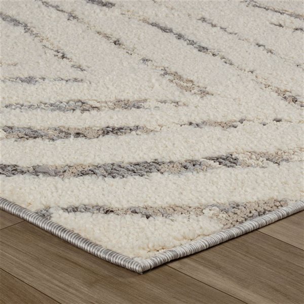 Tapis de passage décoratif Nimbus de Rug Branch 4 x 6 pi moderne à motif botanique crème/gris