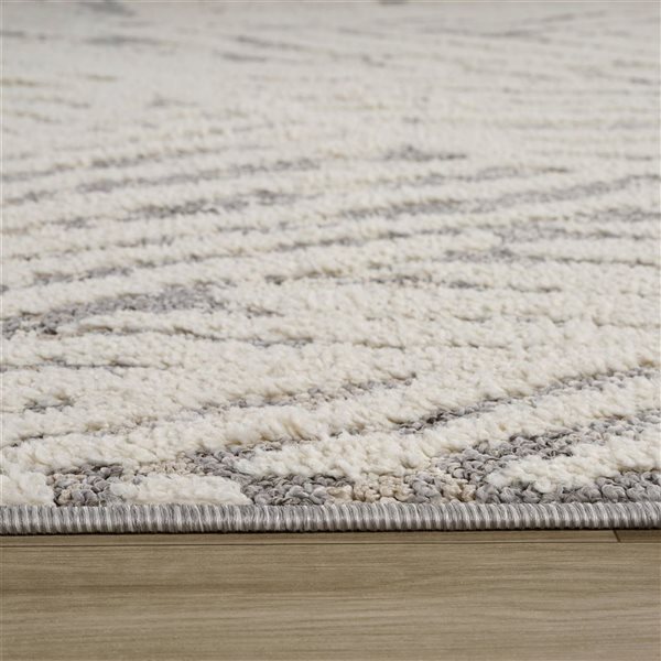 Tapis de passage décoratif Nimbus de Rug Branch 4 x 6 pi moderne à motif botanique crème/gris