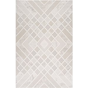 Tapis décoratif d'intérieur Maison de Rug Branch 8 x 10 pi contemporain abstrait motif géométrique beige/crème