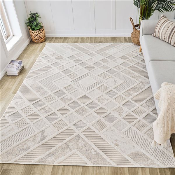 Rug Branch Maison 8 x 10-ft Cream/Beige Contemporary Abstract Geometric Design Indoor Area Rug