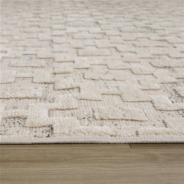 Tapis de passage décoratif Astra de Rug Branch 2 x 8 pi moderne abstrait style marocain crème/beige