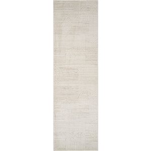 Tapis de passage décoratif Astra de Rug Branch 2 x 8 pi moderne abstrait motif géométrique crème/beige