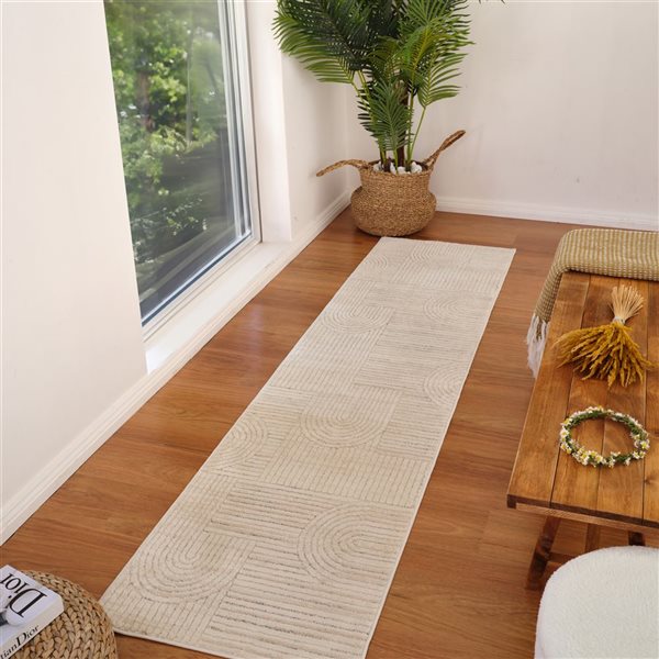 Rug Branch Astra 2 x 8-ft Cream/Beige Modern Abstract Geometric Design Indoor Runner Rug