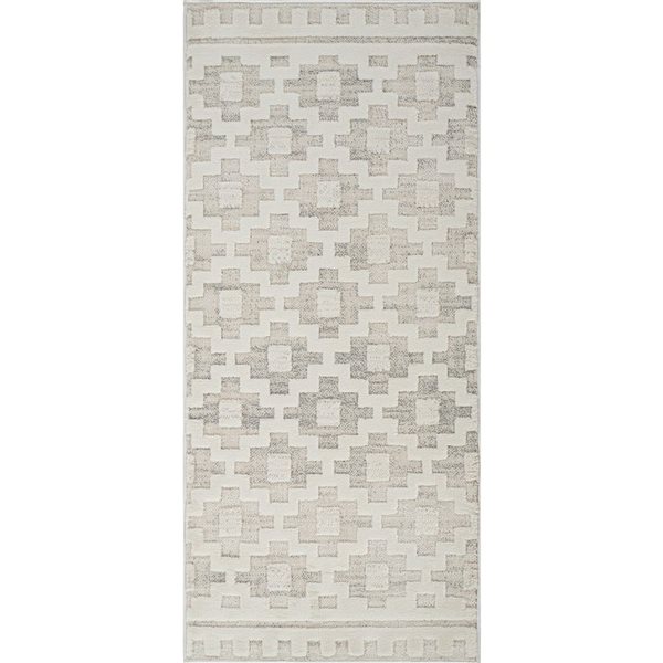 Tapis d'entrée d'intérieur Astra de Rug Branch 2 x 5 pi moderne abstrait style marocain crème/beige