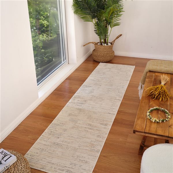 Tapis de passage décoratif Astra de Rug Branch 2 x 8 pi moderne abstrait style bohème crème/beige