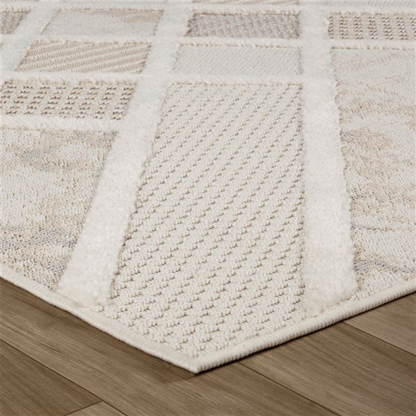 Tapis décoratif d'intérieur Maison de Rug Branch 4 x 6 pi contemporain abstrait motif géométrique beige/crème