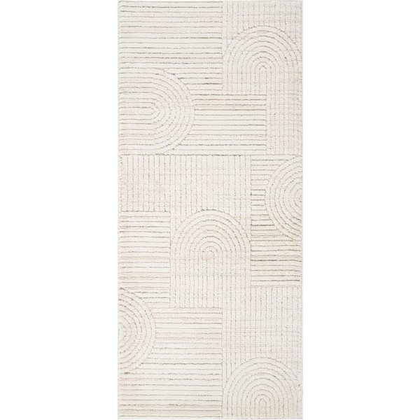 Tapis d'entrée d'intérieur Astra de Rug Branch 2 x 5 pi moderne abstrait motif géométrique crème/beige