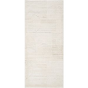 Tapis d'entrée d'intérieur Astra de Rug Branch 2 x 5 pi moderne abstrait motif géométrique crème/beige