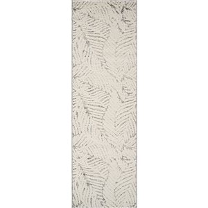 Rug Branch Nimbus 2 x 8-ft Cream/Grey Modern Botanical Pattern Indoor Runner Rug