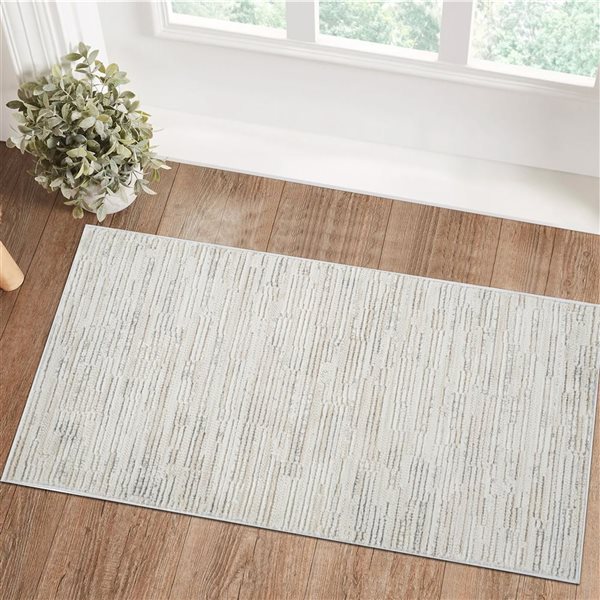 Rug Branch Astra 2 x 5-ft Beige/Cream Modern Abstract Boho Style Indoor Door Mat