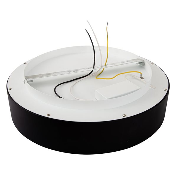 Plafonnier encastré inversé rond Ava de Luminus à DEL intégrée 14 po noir 150 W 1800 lm 3000K