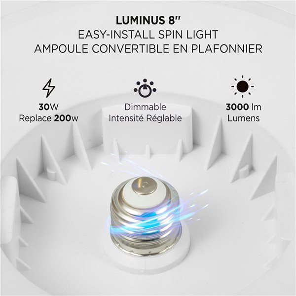 Luminus 8-in Recessed Ceiling Light Convertible LED Bulb - Dimmable 200 W Eq. 3000 lm 4000K Daylight