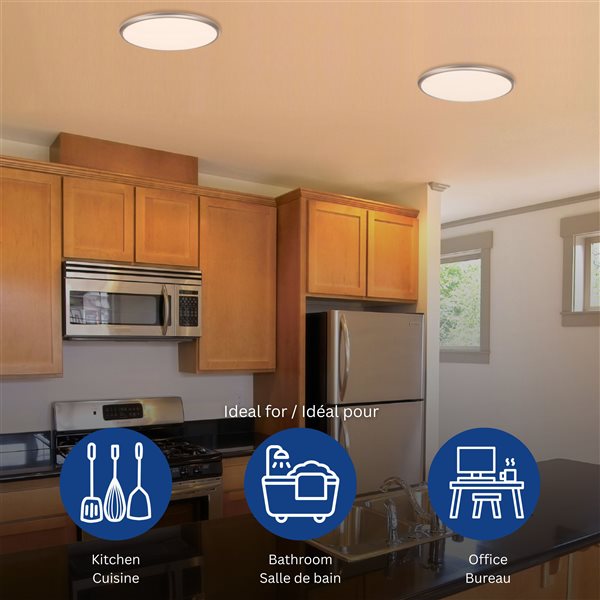 Luminus Stella 150-W 2000 lm 3CCT 14-in Silver Round Flush Mount Integrated LED Slim Ceiling Lights - 2/Pk