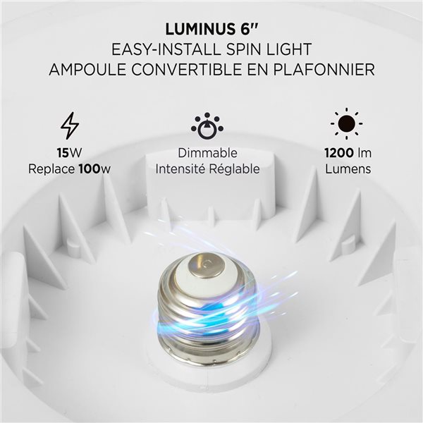 Luminus 6-in Recessed Ceiling Light Convertible LED Bulb - Dimmable 100 W Eq. 1200 lm 4000K Daylight