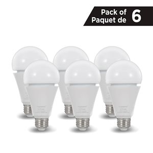 Luminus 600 lm 2700K Warm White 60 W Eq. A21 Rechargeable Battery Non-Dimmable LED Light Bulbs - 6/Pk