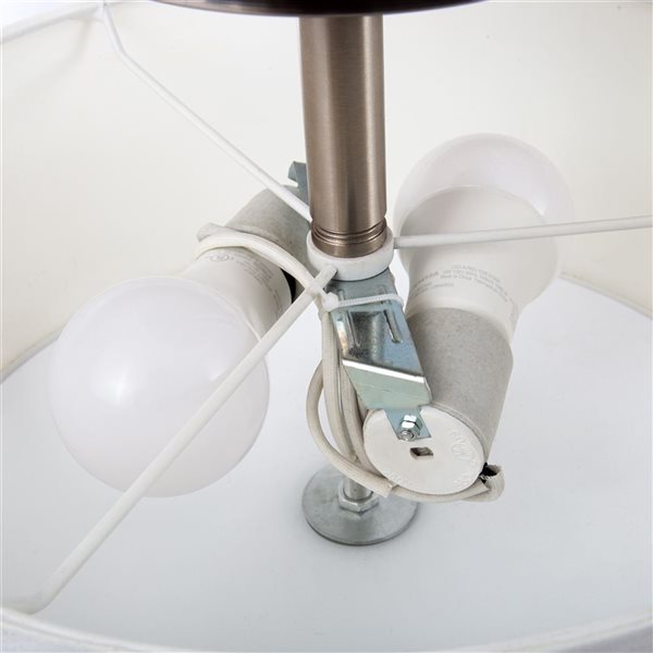 Luminus Alice 13-in Brushed Nickel Semi-Flush Mount LED Ceiling Light w/ White Fabric Drum Shade 200 W Eq. 1600 lm 3000K