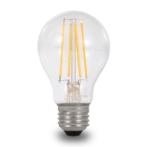 Luminus 60 W Eq. A19 Dusk-to-Dawn Non-Dimmable Filament LED Light Bulbs 800 lm 2700K Warm White - 6/Pk