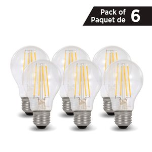 Luminus 60 W Eq. A19 Dusk-to-Dawn Non-Dimmable Filament LED Light Bulbs 800 lm 2700K Warm White - 6/Pk