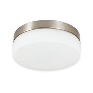 Luminus Amara 11-in Brushed Nickel Round Flush Mount Integrated LED Ceiling Light w/ Frosted Glass - 150W 2400 lm 3000K