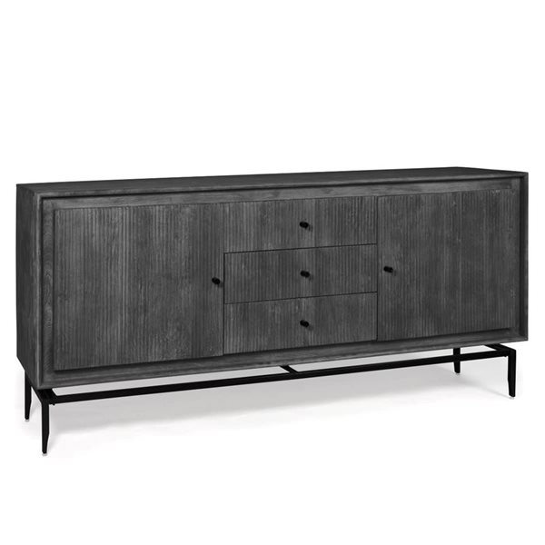 Gild Design House Camilo 69-in W 2-Door Dark Grey Mango Wood Modern Sideboard w/ 3 Drawers