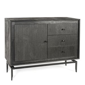 Gild Design House Camilo 40-in W 1-Door Dark Grey Mango Wood Accent Cabinet w/ 3 Drawers