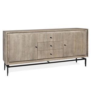 Buffet moderne à 2 portes Camilo de Gild Design House 69 po l. bois de manguier gris pâle avec 3 tiroirs