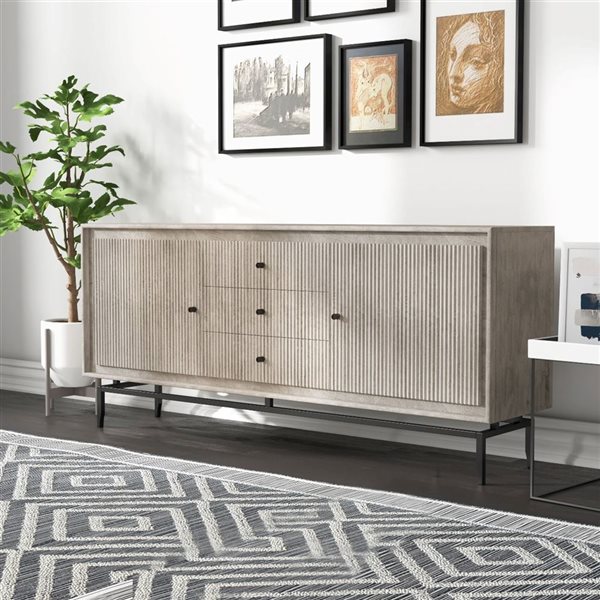 Gild Design House Camilo 69-in W 1-Door Light Grey Mango Wood Modern Sideboard w/ 3 Drawers