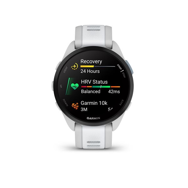Montre intelligente Garmin Forerunner 165 gris et blanc GPS et traqueur d'activité physique cardiaque
