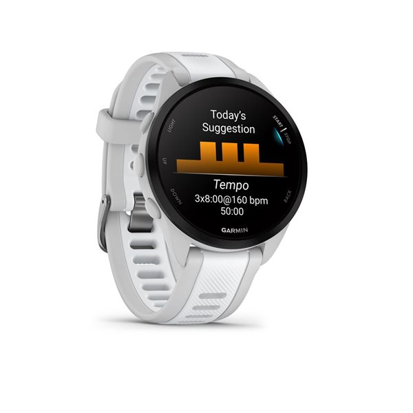 Montre intelligente Garmin Forerunner 165 gris et blanc GPS et traqueur d'activité physique cardiaque