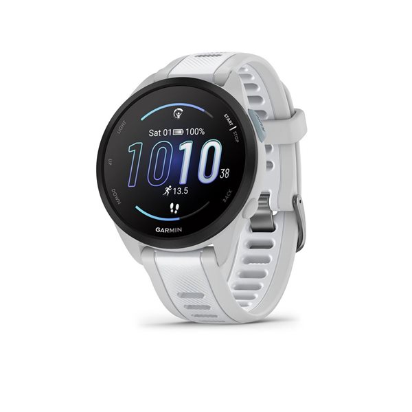 Montre intelligente Garmin Forerunner 165 gris et blanc GPS et traqueur d'activité physique cardiaque