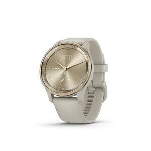 Montre intelligente hybride Garmin vívomove Trend crème et or avec revêtement PVD