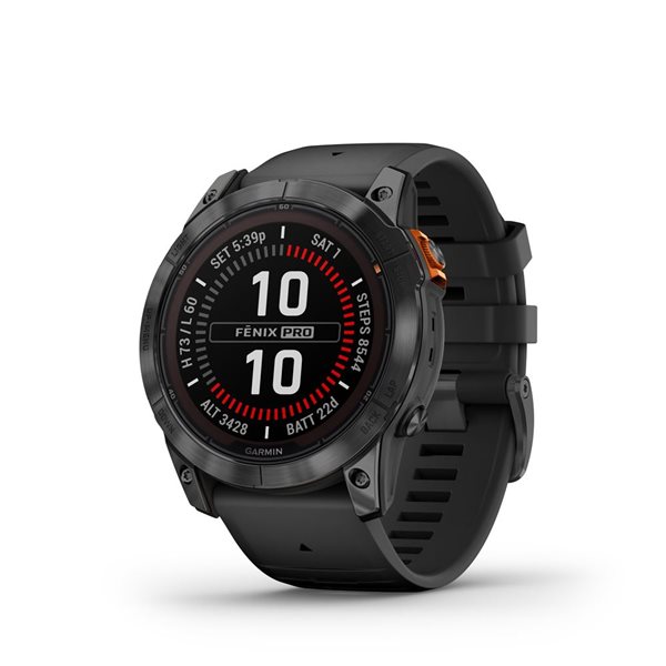 Garmin fēnix 7X Pro Slate Grey Bezel with Black Band Solar GPS Smartwatch and Fitness Tracker with Solar Charging