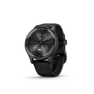 Garmin vívomove Trend Hybrid Smartwatch Slate Stainless Steel Bezel with Black Case and Silicone Band