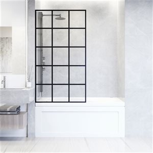 Écran de baignoire Mosaic de VIGO fixe en noir mat 34 po x 62 po