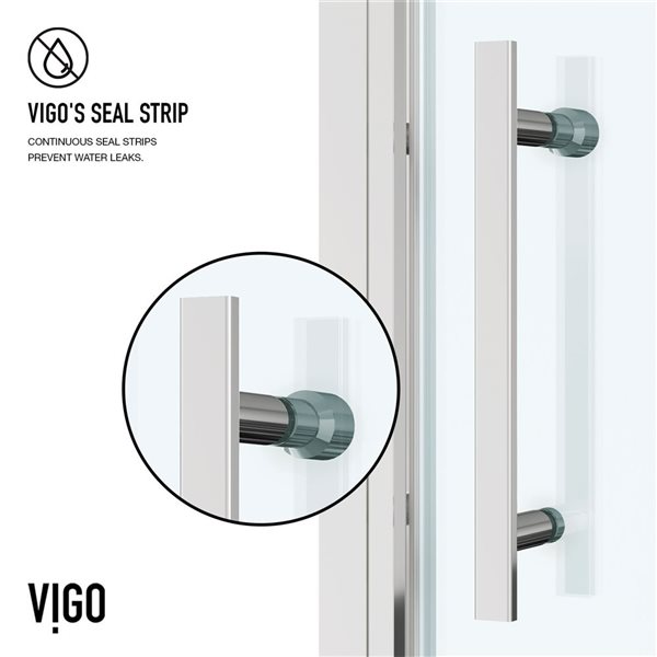 VIGO Astoria&nbsp;30-in W x&nbsp;76-in H Framed Pivot Clear Glass Shower Door with Handle - Chrome