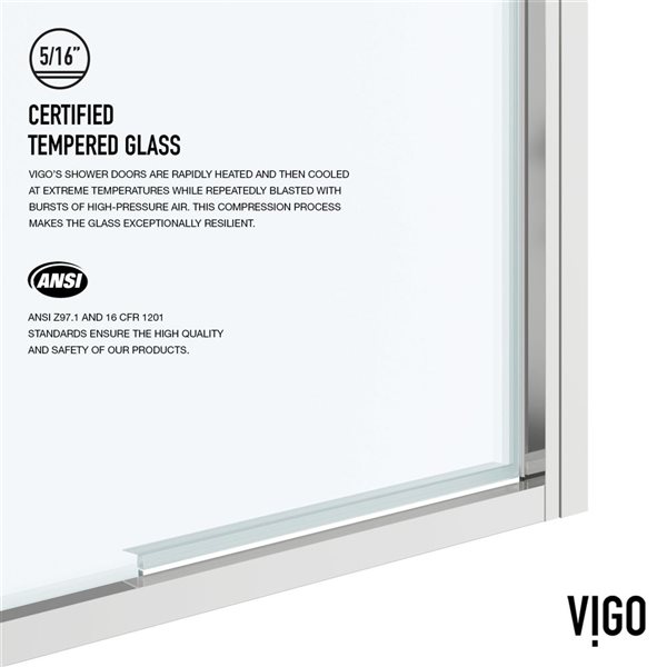 VIGO Astoria&nbsp;30-in W x&nbsp;76-in H Framed Pivot Clear Glass Shower Door with Handle - Chrome