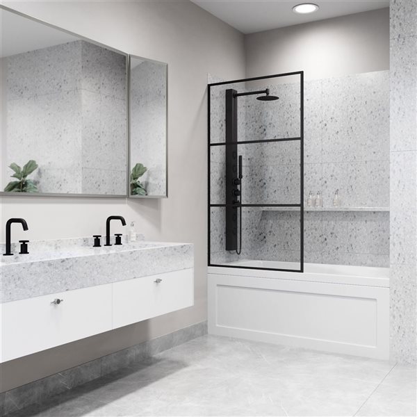 VIGO Divide 34 in. x 62 in. Fixed Frame Tub Screen