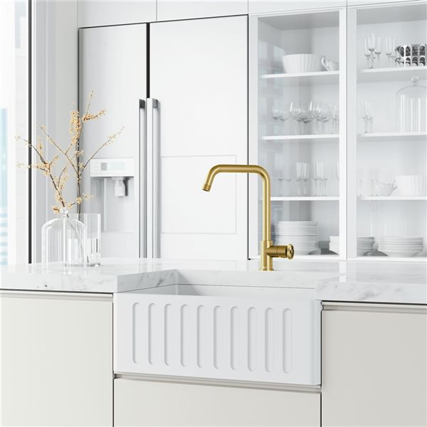 VIGO Cass Industrial Single Handle Kitchen Bar Faucet in Matte Brushed Gold