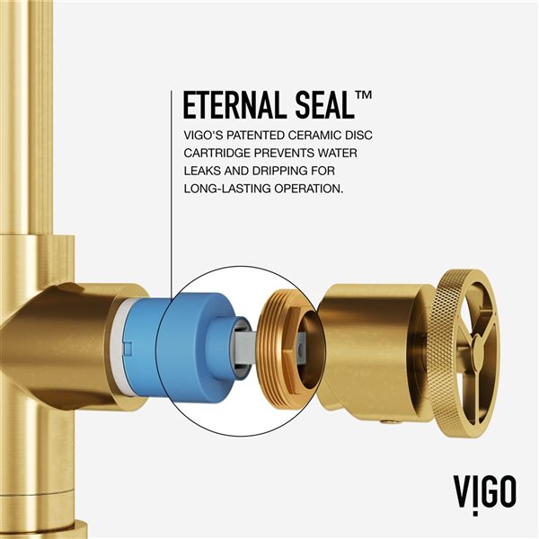 VIGO Cass Industrial Single Handle Kitchen Bar Faucet in Matte Brushed Gold