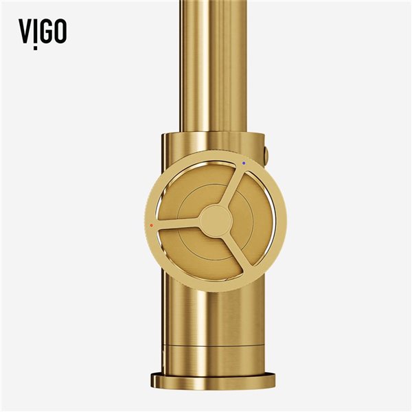 VIGO Cass Industrial Single Handle Kitchen Bar Faucet in Matte Brushed Gold