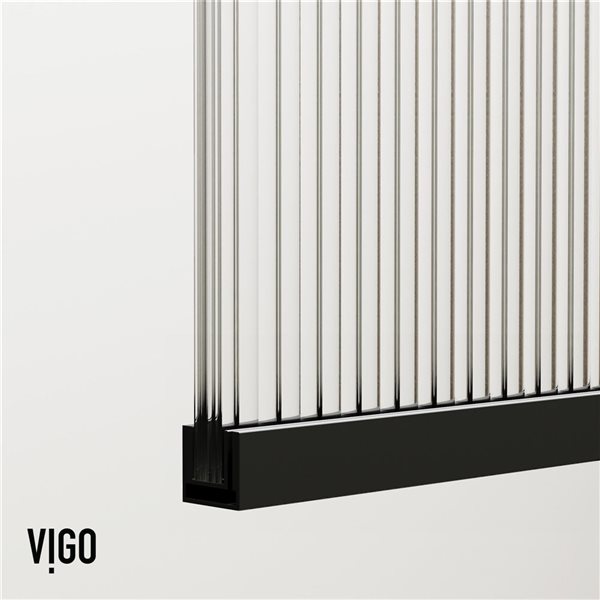 VIGO Zenith 34 in. x 62 in. Frameless Fixed Tub Screen in Matte Black with Fluted Glass