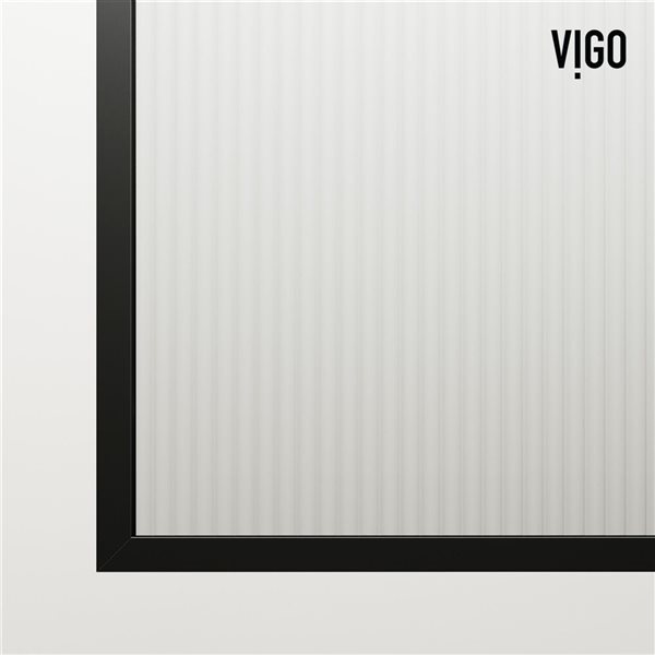 VIGO Zenith 34 in. x 62 in. Frameless Fixed Tub Screen in Matte Black with Fluted Glass