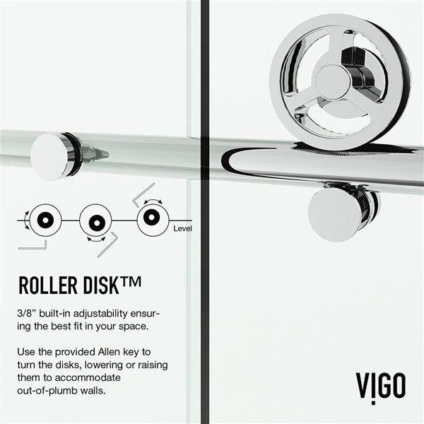 VIGO Elan Cass Aerodynamic 64 to 68 in. W x 76 in. H Frameless Sliding Shower Door in Chrome with Clear Glass and Handle