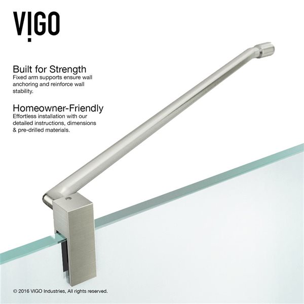 VIGO Monteray 30 in. L x 38 in. W x 73 in. H Frameless Hinged Shower Enclosure in Brushed Nickel with Clear Glass and Handle