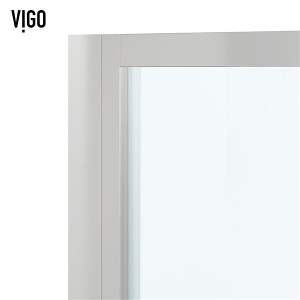 VIGO Astoria&nbsp;32-in W x&nbsp;76-in H Framed Pivot Clear Glass Shower Door with Handle - Chrome